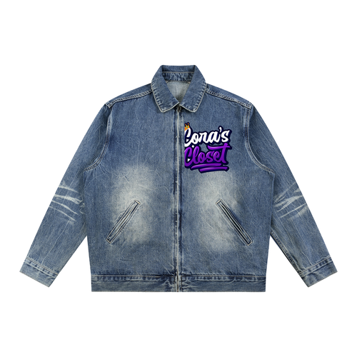 Vintage Wash Zip Up Denim Jacket